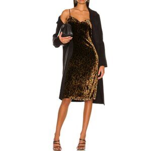 L'AGENCE 'Indie' Leopard-Print Velvet Sleeveless Slip Dress, Tan/Black